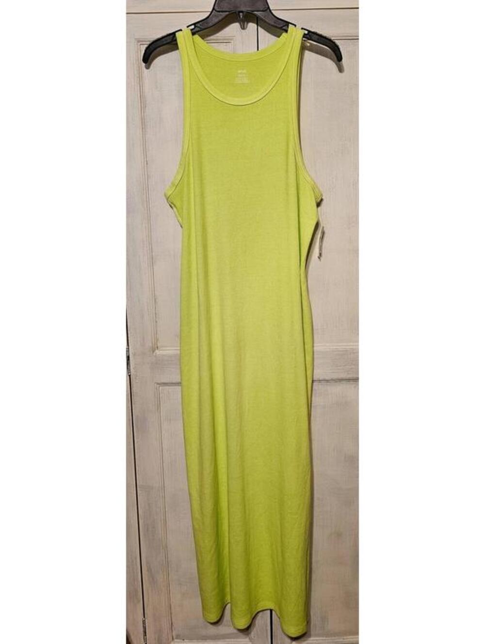 Aerie Cotton Ribbed Maxi Dress in Neon Yellow. Size XL